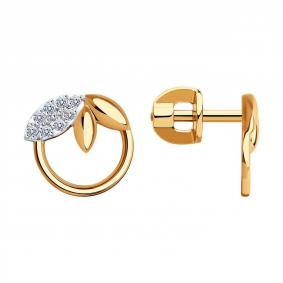 Золотые серьги Diamant 51-122-01610-1 с фианитом 51-122-01610-1 фото