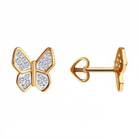 Золотые серьги Diamant 51-122-01884-2 с фианитом 51-122-01884-2 фото