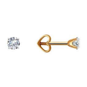 Золотые серьги Diamant 51-122-02082-1 с фианитом 51-122-02082-1 фото
