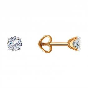 Золотые серьги Diamant 51-122-02084-1 с фианитом 51-122-02084-1 фото