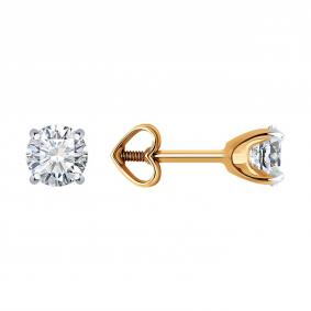 Золотые серьги Diamant 51-122-02090-1 с фианитом 51-122-02090-1 фото