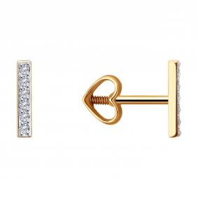 Золотые серьги Diamant 51-122-02235-1 с фианитом 51-122-02235-1 фото