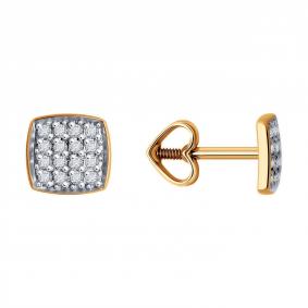 Золотые серьги Diamant 51-122-02243-1 с фианитом 51-122-02243-1 фото