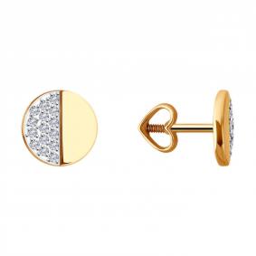 Золотые серьги Diamant 51-122-02254-1 с фианитом 51-122-02254-1 фото