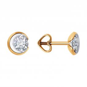 Золотые серьги Diamant 51-122-02273-1 с фианитом 51-122-02273-1 фото