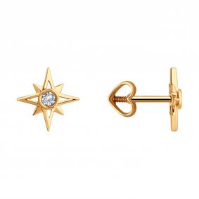Золотые серьги Diamant 51-122-02301-1 с фианитом 51-122-02301-1 фото