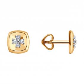 Золотые серьги Diamant 51-122-02351-1 с фианитом 51-122-02351-1 фото