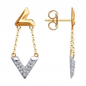 Золотые серьги Diamant 51-122-02506-1 с фианитом 51-122-02506-1 фото