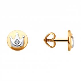 Золотые серьги Diamant 51-122-02733-1 с фианитом 51-122-02733-1 фото