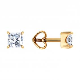 Золотые серьги Diamant 51-122-02938-1 с фианитом 51-122-02938-1 фото