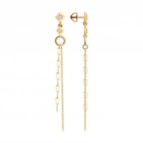 Золотые серьги Diamant 51-122-02947-1 с фианитом 51-122-02947-1 фото