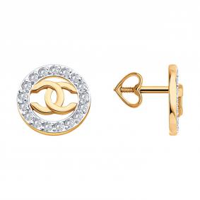 Золотые серьги Diamant 51-122-02979-1 с фианитом 51-122-02979-1 фото