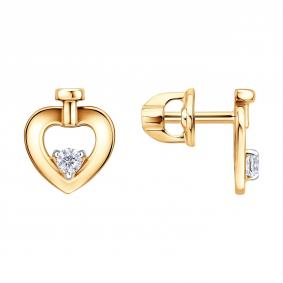 Золотые серьги Diamant 51-122-03125-1 с фианитом 51-122-03125-1 фото