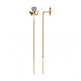 Золотые серьги Diamant 51-123-00385-1 с фианитом 51-123-00385-1 фото