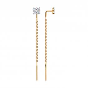 Золотые серьги Diamant 51-123-00431-1 с фианитом 51-123-00431-1 фото