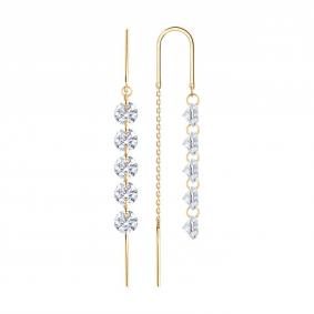 Золотые серьги Diamant 51-123-00495-1 с фианитом 51-123-00495-1 фото