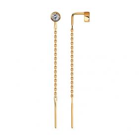 Золотые серьги Diamant 51-123-00503-1 с фианитом 51-123-00503-1 фото