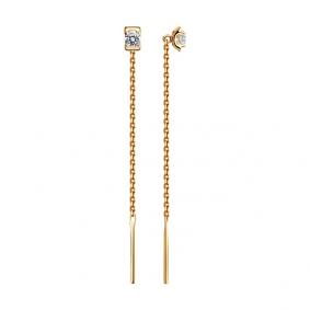 Золотые серьги Diamant 51-123-00686-1 с фианитом 51-123-00686-1 фото
