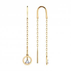 Золотые серьги Diamant 51-123-00729-1 с фианитом 51-123-00729-1 фото