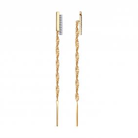 Золотые серьги Diamant 51-123-00744-1 с фианитом 51-123-00744-1 фото