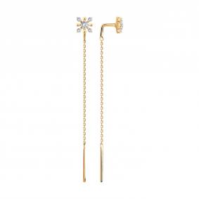 Золотые серьги Diamant 51-123-01384-1 с фианитом 51-123-01384-1 фото