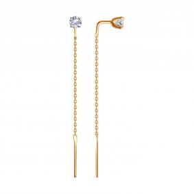 Золотые серьги Diamant 51-123-02104-1 с фианитом 51-123-02104-1 фото