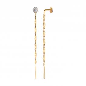 Золотые серьги Diamant 51-123-02208-1 с фианитом 51-123-02208-1 фото