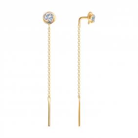 Золотые серьги Diamant 51-123-02327-1 с фианитом 51-123-02327-1 фото