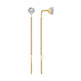 Золотые серьги Diamant 51-123-02336-1 с фианитом 51-123-02336-1 фото