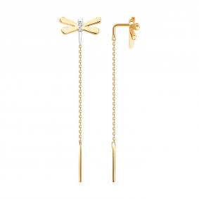 Золотые серьги Diamant 51-123-02854-1 с фианитом 51-123-02854-1 фото