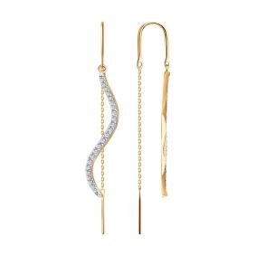 Золотые серьги Diamant 51-123-02983-1 с фианитом 51-123-02983-1 фото