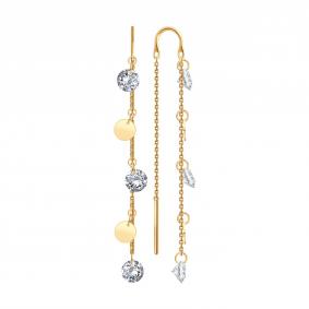 Золотые серьги Diamant 51-123-03132-1 с фианитом 51-123-03132-1 фото