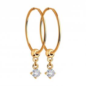 Золотые серьги Diamant 51-124-01191-2 с фианитом 51-124-01191-2 фото