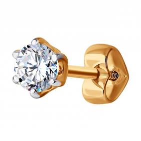 Одиночная серьга из золота Diamant с фианитом 51-127-01210-3 51-127-01210-3 фото