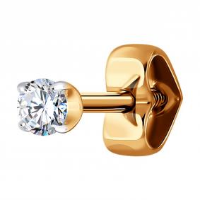 Одиночная серьга из золота Diamant с фианитом 51-127-02067-1 51-127-02067-1 фото