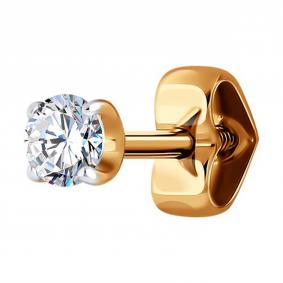 Одиночная серьга из золота Diamant с фианитом 51-127-02068-1 51-127-02068-1 фото
