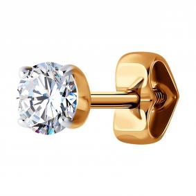 Одиночная серьга из золота Diamant с фианитом 51-127-02069-1 51-127-02069-1 фото