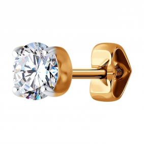 Одиночная серьга из золота Diamant с фианитом 51-127-02070-1 51-127-02070-1 фото
