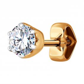 Одиночная серьга из золота Diamant с фианитом 51-127-02071-1 51-127-02071-1 фото