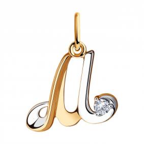 Золотая подвеска-буква М Diamant с фианитом 51-130-00530-1 51-130-00530-1 фото