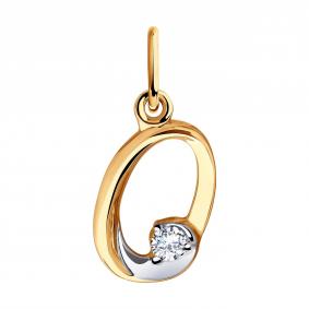 Золотая подвеска-буква О Diamant с фианитом 51-130-00551-1 51-130-00551-1 фото