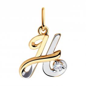 Золотая подвеска-буква Н Diamant с фианитом 51-130-00553-1 51-130-00553-1 фото