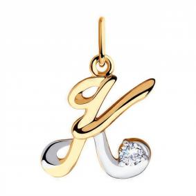 Золотая подвеска-буква  К  Diamant с фианитом 51-130-00561-1 51-130-00561-1 фото
