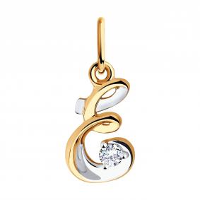 Золотая подвеска-буква Е  Diamant с фианитом 51-130-00566-1 51-130-00566-1 фото