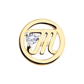 Золотая подвеска буква Т Diamant с фианитом 51-130-00638-1 51-130-00638-1 фото