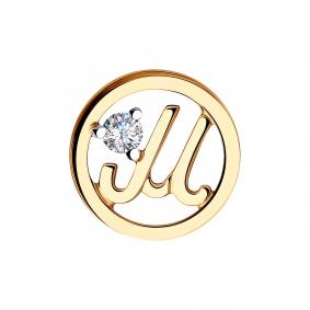 Золотая подвеска-буква М Diamant с фианитом 51-130-00641-1 51-130-00641-1 фото