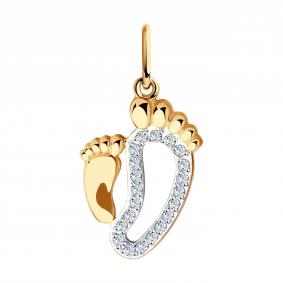 Золотая подвеска Пяточка Diamant с фианитом 51-130-00699-1 51-130-00699-1 фото