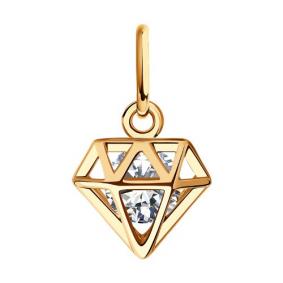 Золотая подвеска Diamant 51-130-00836-1 с фианитом 51-130-00836-1 фото