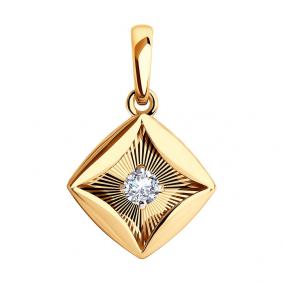 Золотая подвеска Diamant 51-130-01077-1 с фианитом 51-130-01077-1 фото