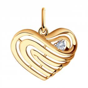 Золотая подвеска Diamant 51-130-01480-1 с фианитом 51-130-01480-1 фото